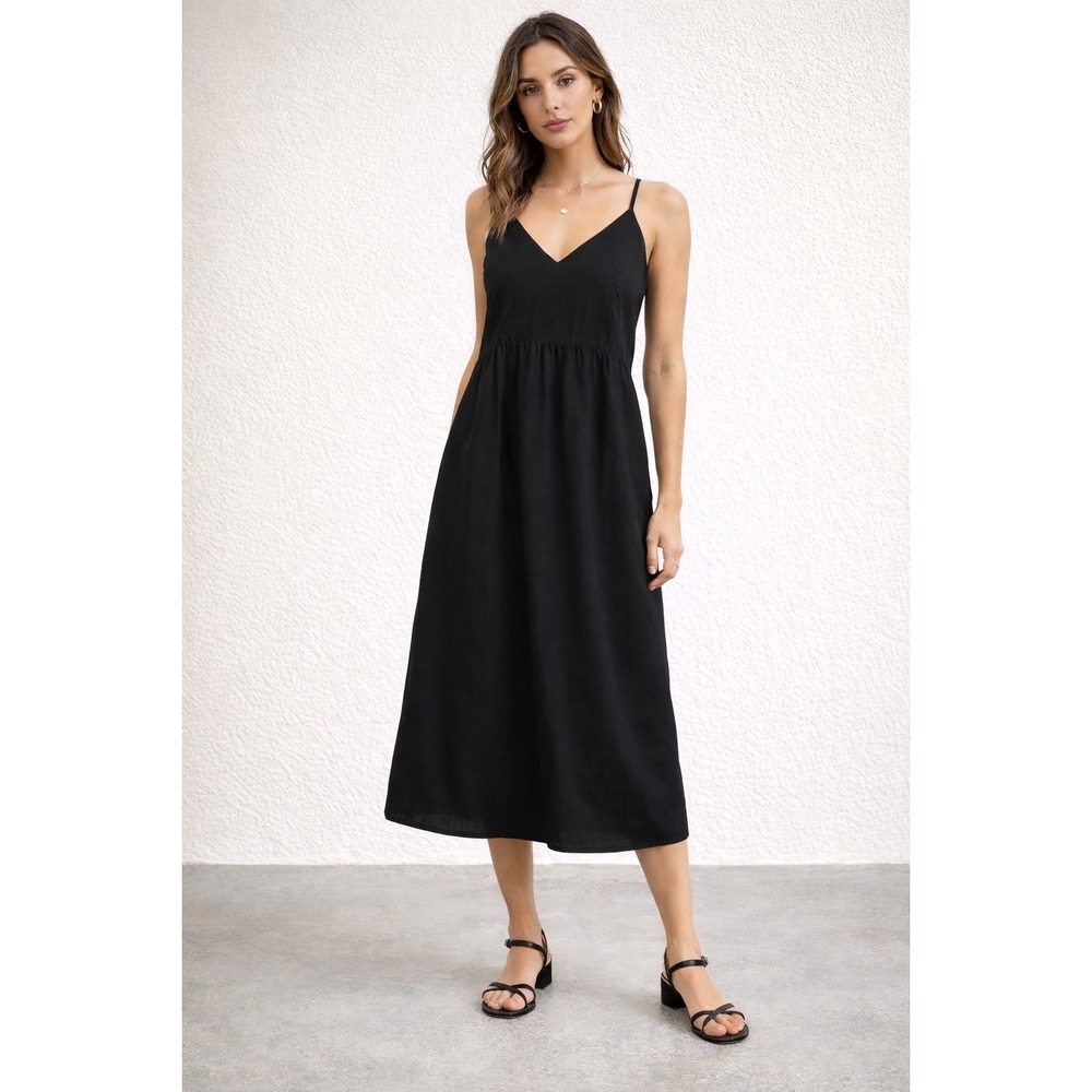 Quince Black Maxi Slip Dress